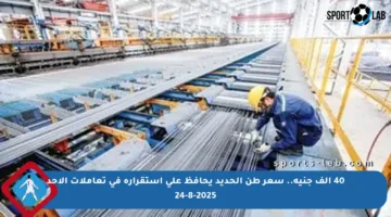 40 ألف جنيه.. سعر طن الحديد يحافظ على استقراره في تعاملات الأحد 24-8-2025